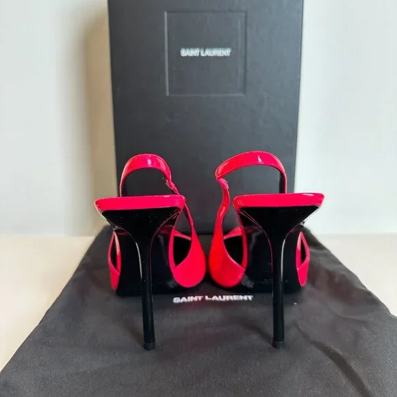Saint Laurent Paloma 105 Patent Slingback Heels Pink Size 38 NIB $1150 - Picture 6 of 10